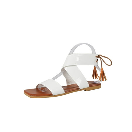 Welliumy Ladies Flat Sandals Cross-Strap Casual Shoes Beach Summer Sandal Party Walking Lace Up Open Toe White 8
Welliumy Ladies Flat Sandals Cross-Strap Casual Shoes Beach Summer Sandal Party Walking Lace Up Open Toe White 8