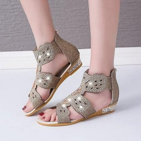 XWQWJH Sandals Women Beach Vacation Shoes Lady Slope Heel Zipper Large Size Rhinestone Bohemian Out Hollow Crystal Outdoor Slippers
XWQWJH Sandals Women Beach Vacation Shoes Lady Slope Heel Zipper Large Size Rhinestone Bohemian Out Hollow Crystal Outdoor Slippers