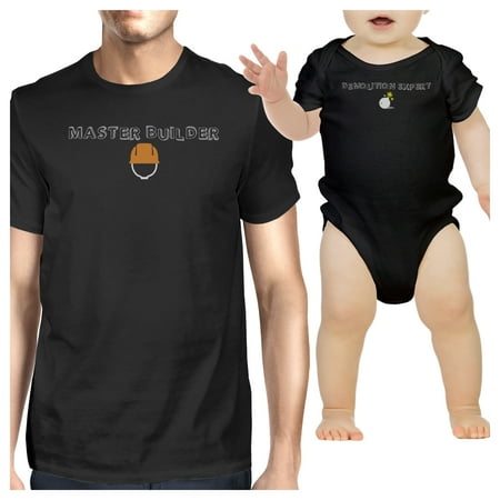 Master Builder Demolition Expert Funny Dad and Baby Matching Shirts