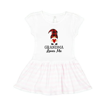 Inktastic Grandma Loves Me Gnome Grandchild Plaid Gift Toddler Girl Dress