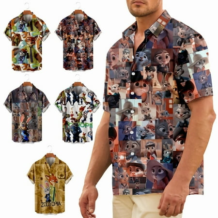Unisex Casual Short Sleeve Polo Shirts Tropical Party Costume For Men