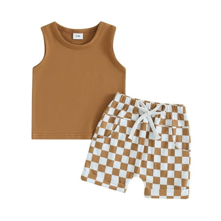 Mevireiy Toddler Boys Summer Outfits Sleeveless Tank Tops Checkerboard Print Shorts Suit Multi-color 0-6 Months
Mevireiy Toddler Boys Summer Outfits Sleeveless Tank Tops Checkerboard Print Shorts Suit Multi-color 0-6 Months