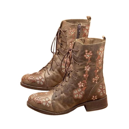 Shakub Womens Flower Embroidery Retro Booties Winter Low Block Heels Boots Lace Up Side Zipper Shoes
Shakub Womens Flower Embroidery Retro Booties Winter Low Block Heels Boots Lace Up Side Zipper Shoes