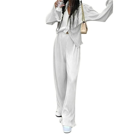 Gureui Women s Pajamas Suit Solid Color Turn-Down Collar Button-Down Long Sleeve Tops + Elastic Waist Long Pants 2Pcs Clothes Set
Gureui Women s Pajamas Suit Solid Color Turn-Down Collar Button-Down Long Sleeve Tops + Elastic Waist Long Pants 2Pcs Clothes Set