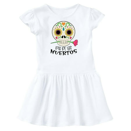 Inktastic Día de los Muertos Skull with Flower Gift Toddler Girl Dress