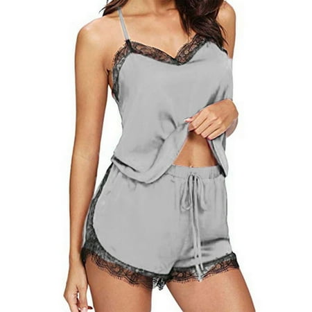 BYDOT Women Summer Sexy Silky Satin Pajamas Set Eyelash Lace Trim Halter Backless Cami Tops Drawstring Shorts Sleepwear
BYDOT Women Summer Sexy Silky Satin Pajamas Set Eyelash Lace Trim Halter Backless Cami Tops Drawstring Shorts Sleepwear