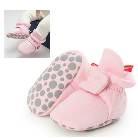 Zacharyer Baby Cotton Booties Soft Slippers Shoes Non-Skid Ankle Boots with Grippers Toddler Birthday Gift Girl Boy