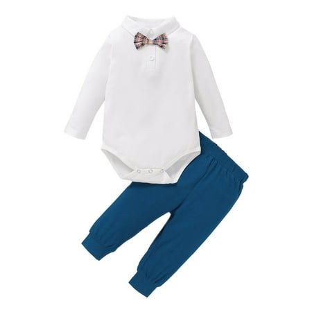 OLLUISNEO Newborn Baby Boys Romper Outfits Fall Winter Bow Lapel Long Sleeve Shirt Jumpsuit Pants 2 PCS Set 9-12 Months White Blue
OLLUISNEO Newborn Baby Boys Romper Outfits Fall Winter Bow Lapel Long Sleeve Shirt Jumpsuit Pants 2 PCS Set 9-12 Months White Blue