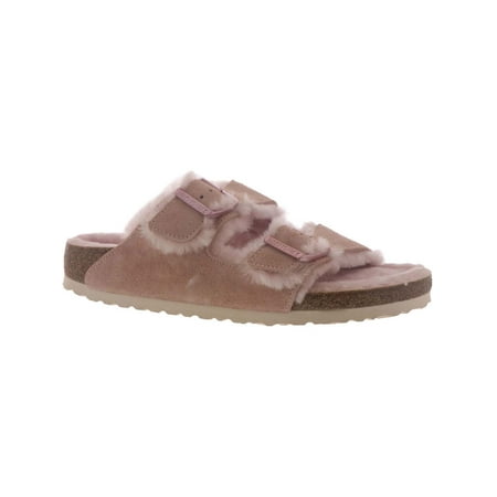 Birkenstock Womens Arizona Fur Suede Shearling Lined Slide Sandals
