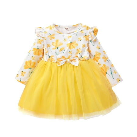 JDEFEG Dresses for Kids Toddler Kids Girls Floral Prints Long Sleeves Fly Sleeves Mesh Tulle Princess Dress Big Girls Jean Dress Polyester Yellow 80
JDEFEG Dresses for Kids Toddler Kids Girls Floral Prints Long Sleeves Fly Sleeves Mesh Tulle Princess Dress Big Girls Jean Dress Polyester Yellow 80