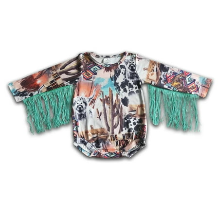Fashion New Design Western Cow Cactus Fall Style Wth Tassel Toddler Kids Clothing Baby Girl Bubble Romper Size Newborn - 6T
Fashion New Design Western Cow Cactus Fall Style Wth Tassel Toddler Kids Clothing Baby Girl Bubble Romper Size Newborn - 6T