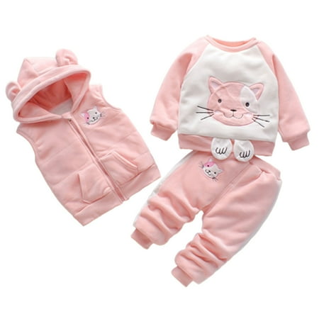 Kid s Long Sleeve Clothing Set Cartoon Hoodie Vest Sweatshirt and Pants Thick Plush Lined Winter Outfit Set 3-Piece Toddler s Costume for Casual Spring 110cm Pink Cat
Kid s Long Sleeve Clothing Set Cartoon Hoodie Vest Sweatshirt and Pants Thick Plush Lined Winter Outfit Set 3-Piece Toddler s Costume for Casual Spring 110cm Pink Cat