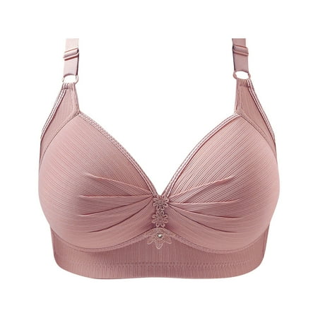 Knosfe Wireless Bras with Support and Lift Push Up Full Coverage Bras for Small Breasted Women T Shirt Bras for Women No Underwire Women Bras Pink 44