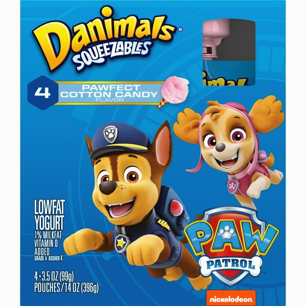 Danimals Cotton Candy Squeezable Yogurt, 3.5 Oz. Pouches, 4 Count