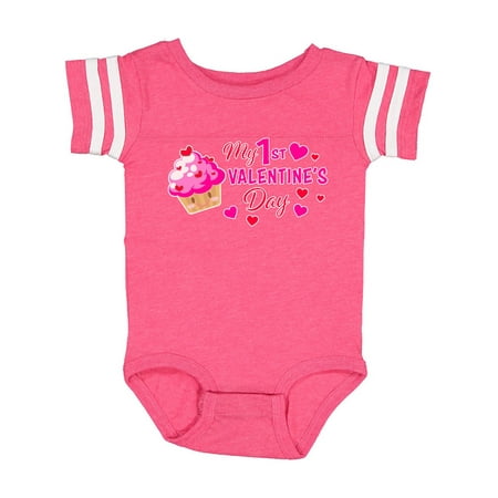 Inktastic My 1st Valentine s Day with Cupcake Gift Baby Girl Bodysuit