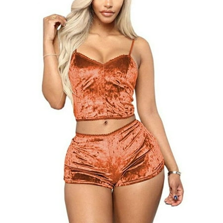 JBEELATE Women Strappy Babydoll Lingerie Satin Pajama Set Camisole with Shorts