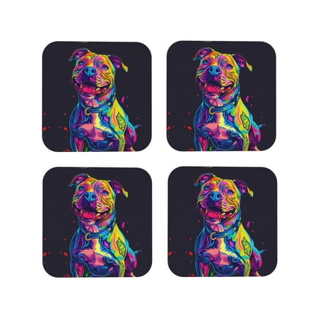 Coasters Set of 4 - Neon Pop Art Pitbull Drink Coasters for Tabletop Protection Leather Coasters for Living Room Decor and Housewarming Gift Square
Coasters Set of 4 - Neon Pop Art Pitbull Drink Coasters for Tabletop Protection Leather Coasters for Living Room Decor and Housewarming Gift Square