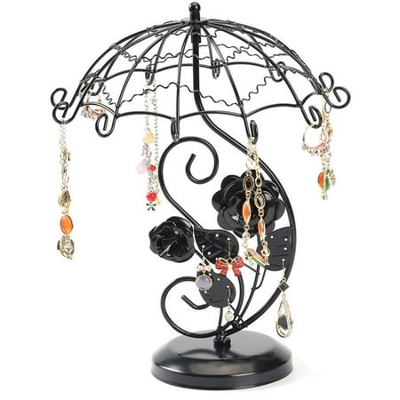Jewelry Display Stand Antique Umbralla Necklace Earring Bracelet Holder Organizer Rack Tower, Black