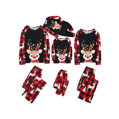 

Colisha Xmas Pjs Christmas Sleepwear for Mommy Dad Child Tops And Pants Matching Family Pajamas Set Straight Leg Elk Print PJ Sets Style-B Child 12T