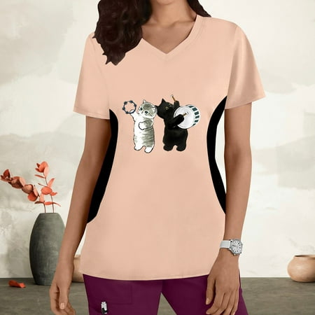 wo-fusoul Summer Savings Clearance! Womens Scrubs Tops Short-Sleeve Cute Cartoon Graphics Nurse Uniform Crew Neck Working Uniform Patchwork Color T-Shirts Casual Blounce w/Pockets
wo-fusoul Summer Savings Clearance! Womens Scrubs Tops Short-Sleeve Cute Cartoon Graphics Nurse Uniform Crew Neck Working Uniform Patchwork Color T-Shirts Casual Blounce w/Pockets