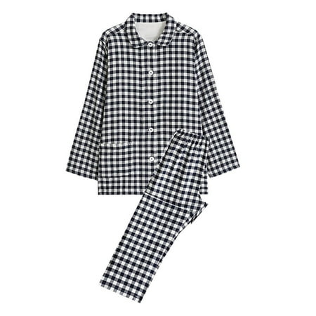 

BLVB Plaid Pajamas Sets for Women Long Sleeve Button Down Shirts Tops with Long Pants Comfy PJs Lounge Sets Sleepwear
