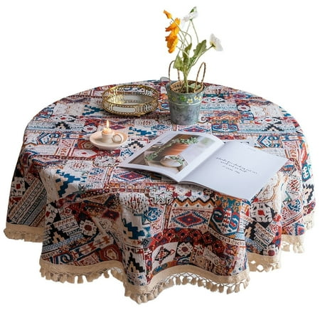 Round Tablecloth Washable Jacquard Patchwork Tablecloth With Tassel Thicken Cotton Linen Table Cover For Party Picnic Christmas Halloween-A-100*140cm
Round Tablecloth Washable Jacquard Patchwork Tablecloth With Tassel Thicken Cotton Linen Table Cover For Party Picnic Christmas Halloween-A-100*140cm
