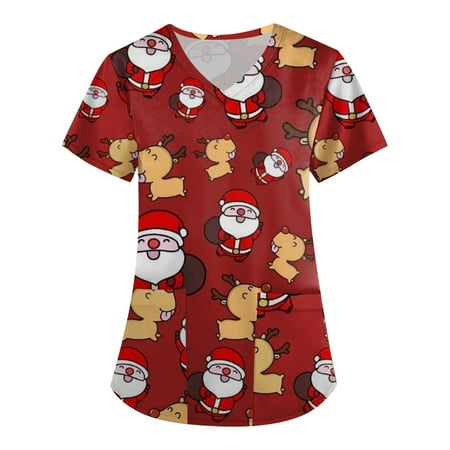 Ydkzymd Christmas Scrubs for Women Short Sleeve V Neck Scrub Tops Women Loose Soft Print Scrub tops Graphic Nursing Uniform Xmas Santa Claus Workwear Wine 5XL
Ydkzymd Christmas Scrubs for Women Short Sleeve V Neck Scrub Tops Women Loose Soft Print Scrub tops Graphic Nursing Uniform Xmas Santa Claus Workwear Wine 5XL