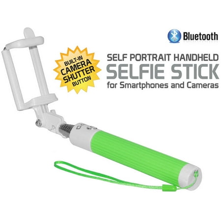 Cellet Self-Portrait Handheld Bluetooth Selfie Stick for Smartphones, Green