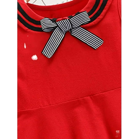 Cute Stripe Peter Pan Collar A Line Sleeveless Red Toddler Girls Dresses (Girl s)