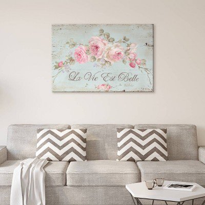 26"x40" Life Is Beautiful by Debi Coules Unframed Wall Canvas Print Antique Blue - iCanvas