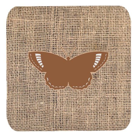 Butterfly Burlap And Brown Foam Coasters Set Of 4
