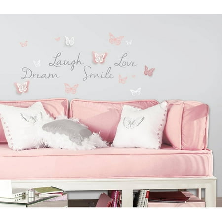 Roommates Butterfly Dream Peel and Stick Wall Decals with 3D Cutout Butterflies