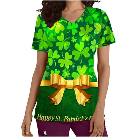 CYMMPU Women s V-Neck Pocketed Scrub_Tops Nurse Workwear Uniform Clearance Tops Summer Tees Short Sleeve Shirts Trendy St. Patrick s Day Tunic Green Clover Graphic Fashion Tshirts Mint Green L
CYMMPU Women s V-Neck Pocketed Scrub_Tops Nurse Workwear Uniform Clearance Tops Summer Tees Short Sleeve Shirts Trendy St. Patrick s Day Tunic Green Clover Graphic Fashion Tshirts Mint Green L