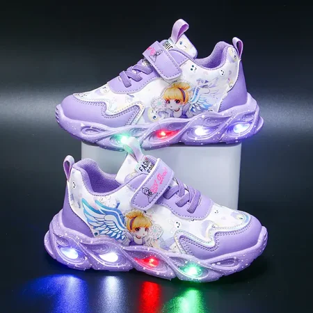 Toddler Girls Cartoon Cute Pattern Glowing Sneakers Kids Running Shoes