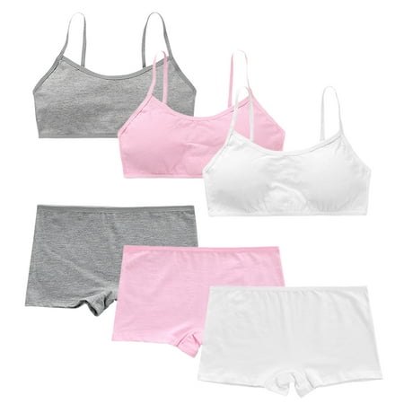 Uposao 3 Sets of Girls Bra Underpants Cotton Bra Boxer Briefs Full Cup Breathable Bra Elastic Underwear for Adolescent Girls One Size White Pink Gray
Uposao 3 Sets of Girls Bra Underpants Cotton Bra Boxer Briefs Full Cup Breathable Bra Elastic Underwear for Adolescent Girls One Size White Pink Gray