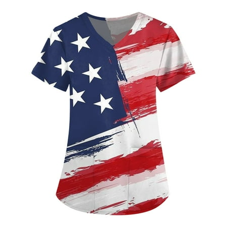 TQWQT Womens Scrub Tops Stretchy Scrubs Stretch Women s Independence Day Print Scrub Top V-Neck American Flag Printed Scrub Top Dark Blue L
TQWQT Womens Scrub Tops Stretchy Scrubs Stretch Women s Independence Day Print Scrub Top V-Neck American Flag Printed Scrub Top Dark Blue L
