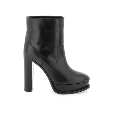 Alexander Mcqueen Leather Ankle Boots With Plateau