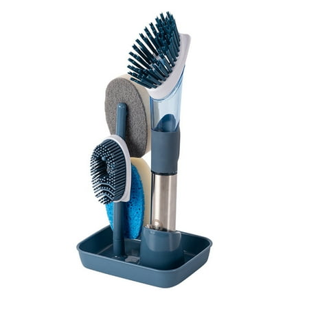 4 In 1 Ergonomic Kitchen Brush Set Dispensing Dish Scruber Non Slip Home