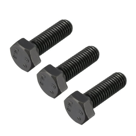 M8x25mm Hex Bolts Left Hand Grade 12.9 Carbon Steel Black 3 Pack