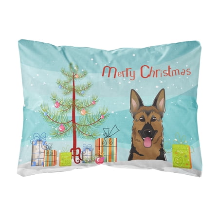 Christmas Tree and German Shepherd Fabric Decorative Pillow