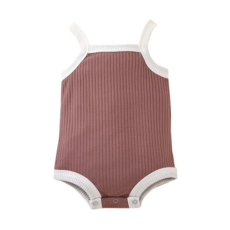 Baby Boys Girls Solid Rib Suspenders Romper Jumpsuits Clothes