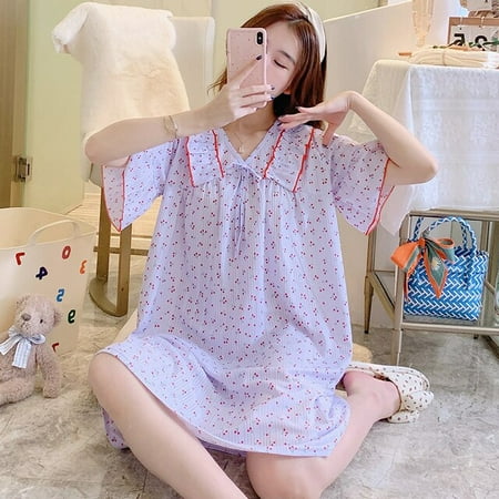 DanceeMangoo Spring Summer Thin Cotton Womens Sleepwear Short Leisure Sleepshirt Long Print Ladies Nightgown Shirt Girl Outwear Nightdress
DanceeMangoo Spring Summer Thin Cotton Womens Sleepwear Short Leisure Sleepshirt Long Print Ladies Nightgown Shirt Girl Outwear Nightdress
