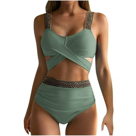 

REORIAFEE Womens Swimsuits Tummy Control Bathing Suits 2023 Swimwear Summer Bikini Girl Swimsuit Women s 2023 Summer Birthday Gifts Easter Gifts for Everyone St. Patrick’s Day Irish Shamrock Green L