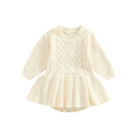 AMILIEe Little Baby Girls Romper Round Neck Long Sleeve Knitted Solid Color Crotch Button Dress Bodysuit
AMILIEe Little Baby Girls Romper Round Neck Long Sleeve Knitted Solid Color Crotch Button Dress Bodysuit