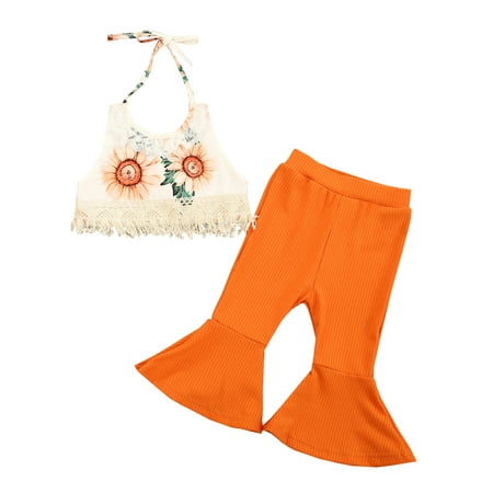 Canrulo 2PCS Infant Baby Girls Sunflower Halter Tops Solid Color Trumpet Pants Suit Orange 3-4 Years
Canrulo 2PCS Infant Baby Girls Sunflower Halter Tops Solid Color Trumpet Pants Suit Orange 3-4 Years
