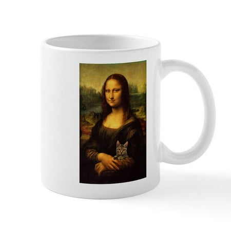 CafePress - Monalisa With Cat Mugs - 11 oz Ceramic Mug - Novelty Coffee Tea Cup