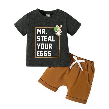 Wallarenear Toddler Boy Easter Summer Outfits Bunny Print T Shirt Tops Elastic Waist Shorts Dark Grey 3-6 Months
Wallarenear Toddler Boy Easter Summer Outfits Bunny Print T Shirt Tops Elastic Waist Shorts Dark Grey 3-6 Months