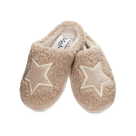MeMoi Kids Embroidered Shaggy Star Non-Skid Slippers