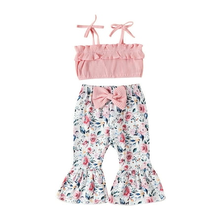 Cute Summer Toddler Girls Outfits Set Sleeveless T Shirt Vest Tops Floral Prints Bell Bottoms Pants Kids Outfits For 3-6 Months
Cute Summer Toddler Girls Outfits Set Sleeveless T Shirt Vest Tops Floral Prints Bell Bottoms Pants Kids Outfits For 3-6 Months