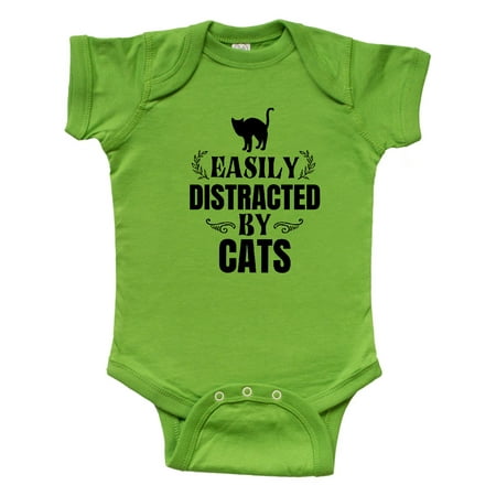 Inktastic Easily Distracted by Cats Gift Baby Boy or Baby Girl Bodysuit